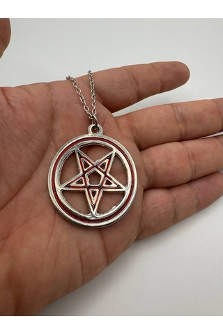 Pentagram Rock Metal Grup Figürlü Unisex Kolye 60 Cm Zincirli, Gotik & Mistik Metal Takı Çok renkli