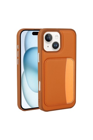Zore Apple iPhone Uyumlu 14 Kılıf Kartlıklı Zore X-kart Silikon Kapak - Kahverengi
