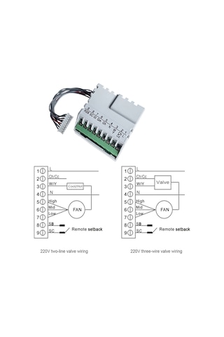 Monyee T6861h2wg Yeşil Ekranlı Lcd Dijital Termostat, 9p 2 Borulu, Oda Sıcaklığı Kontrolü, Fan Hız Ayarlama, Soğutma-ısıtma Modu