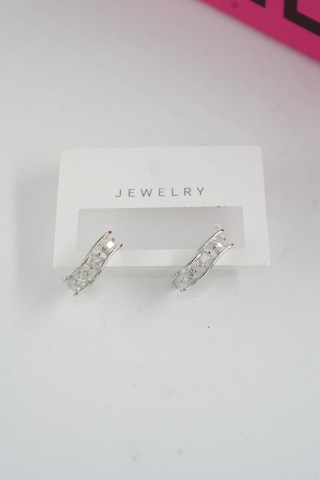 Byzeynaaksesuar Kadın Özel Tasarım Zirkon Taşlı 2'li Minimal Küpe 0018 Çok Renkli