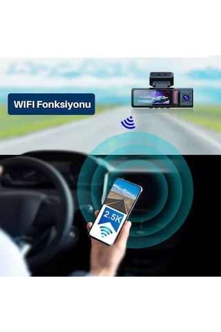 4k Ultra Hd 3 Kameralı Ön, İç Ve Arka Wifi Gps G-sensör Park Modu Dashcam Kamera