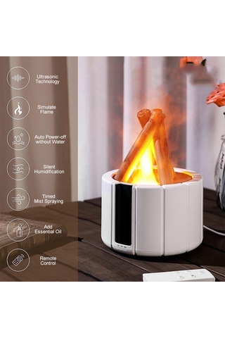 Çeşithane 3d Alev Efektli Aroma Difüzör 250ml Led Işıklı Ultrasonik Hava Nemlendirici