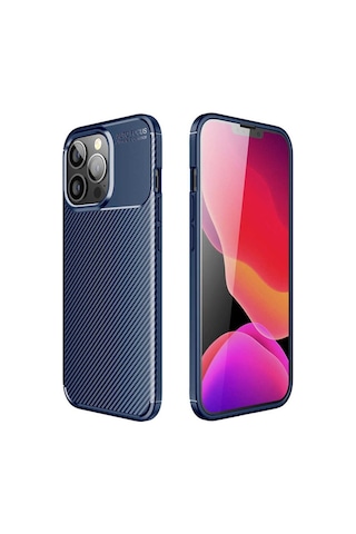 Apple Uyumlu iPhone 13 Pro Max Kılıf Zore Negro Silikon Kapak-Lacivert