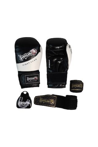 Dragondo 33044-p Jr Çocuk Boks Eldiveni Seti Eldiven+bandaj+dişlik Siyah
