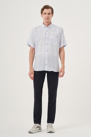Morven Erkek A. Mavi Keten Trend Regular Fit Düğmeli Yaka Kısa Kol Gömlek 25ys004023311 A. Mavi A. Mavi