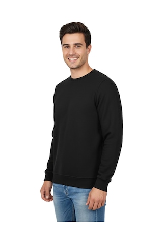 Erkek Sıfır Yaka Petek Doku Regular Fit Sweatshirt Bgl-st04950 Siyah
