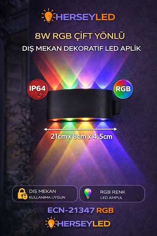 8w Rgb Çiftyönlü 4lü Dış Mekan Dekoratif Led Aplik Çok Renkli 8w Rgb Çiftyönlü 4lü Dış Mekan Dekoratif Led Aplik Çok Renkli