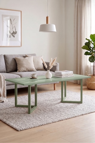 Robin Home Orta Sehpa Kayın Ahşap Ayaklı 120x60cm Ihlamur Yeşili-kayın Yeşil