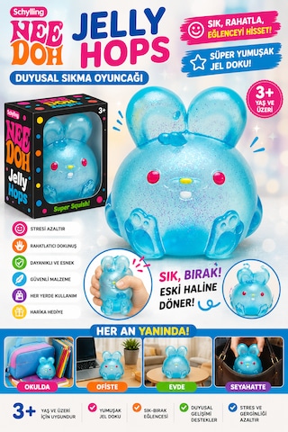 Schylling Needoh Jelly Hops Sıkılabilir Squishy Oyuncak Mavi Schylling Needoh Jelly Hops Sıkılabilir Squishy Oyuncak Mavi
