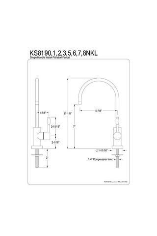 Su Filtrasyon Musluğu Parlak Nikel 11.13 X 5.88 X 1.69 Çok Renkli