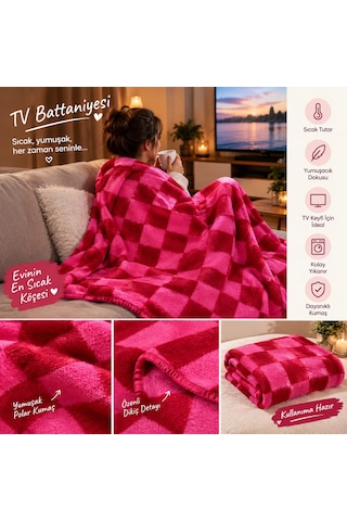 Tv Battanıyesı Geometrik Desen Kırmızı Pembe Renkli