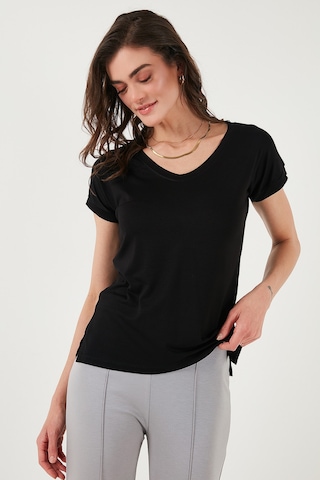 Lela V Yaka Relaxed Fit Yırtmaç Detaylı 2'Li Paket Bayan Bluz 5862000S2 Siyah-Vişne