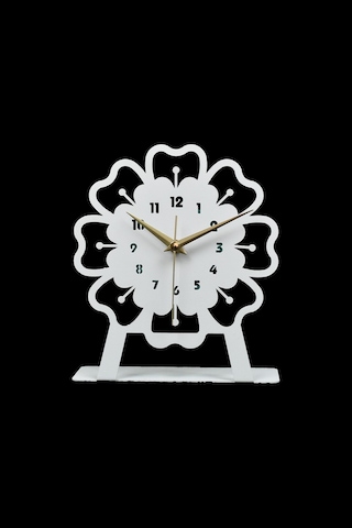 Mercan Model Metal Lazer Kesim Akar Sessiz Mekanizmalı Masa Saati Beyaz