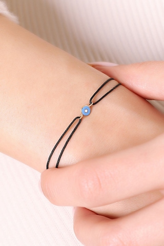 14 Ayar Altın Ipli Nazar Göz Bileklik Mineli - Siyah