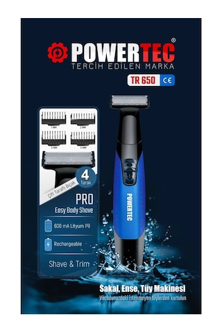 Tr-650 Body Groom Powertec Sakal Vücut Kıl Tüy Tıraş Makinesi Şarjlı