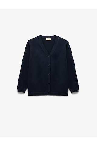 Koton Uzun Kollu Düğmeli Cepli V Yaka Triko Okul Hırkası Lacivert 6wkb90002tt Lacivert