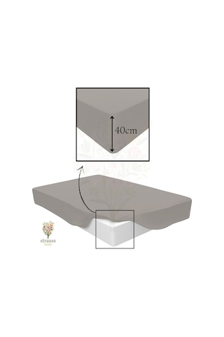 Home Premium Lastikli Çarşaf Yüksek Yataklara Özel 40cm Yükseklik Penye %100 Pamuk 150gr/m2 Oeko Tex Koyu Gri