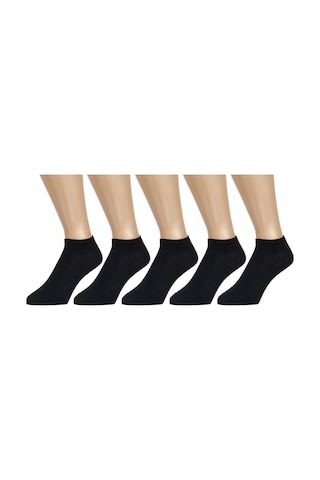 Ozzy Socks 5 Çift Dikişsiz Pamuklu Siyah Unisex Patik Çorap Yazlık Dayanıklı Siyah