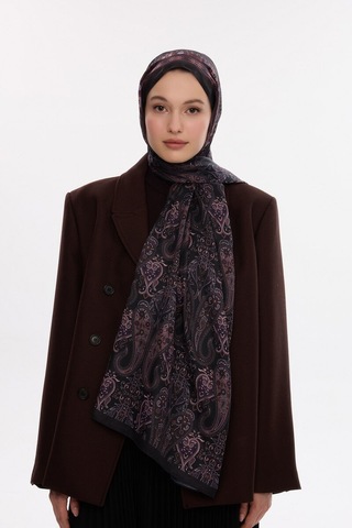 Mirsoy Scarf Asya Etnik Desen Şal Bordo
