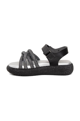 Minican Şa F 006 Filet Kız Çocuk Düz Sandalet Siyah Siyah