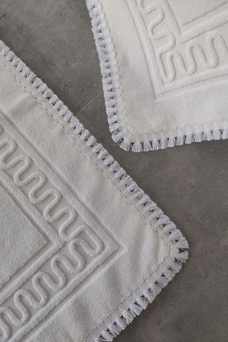 2'li Püsküllü Ayak Havlusu-%100 Pamuk-50x70 Cm Ekru