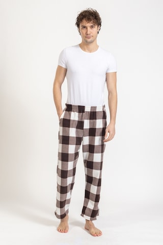 Erkek Polar Kışlık Eşofman Alt Desenli Tampap Polar Alt- 1060 Krem