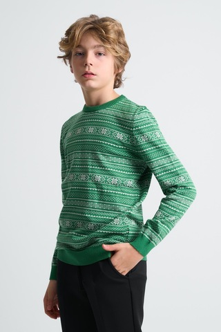 Alexandergardı Bisiklet Yaka Çocuk Triko Kazak C23-7103 Yeşil