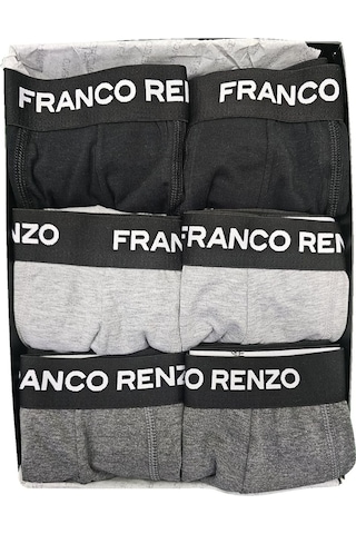 Franco Renzo Erkek 6'lı Lüx Kutulu Pamuklu Ve Likralı Boxer Siyah - Gri - Antrasit
