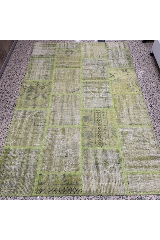 Hoom Rugs Antik Patchwork Yeşil El Dokuma Kilim Yeşil