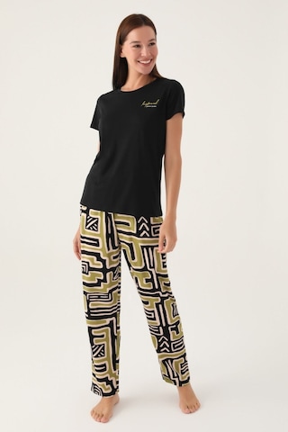 Pierre Cardin Pc8818-s Pisel Siyah Kadın Kısa Kol Pijama Takım 001