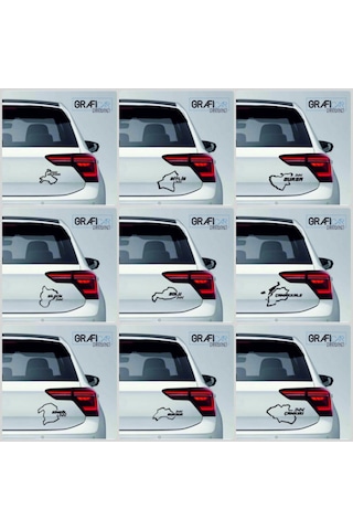 Harita Yarış Pisti Görünüm Sticker 2'Li Paket - 81 Il Parlak Siyah