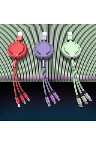 Singree 3'ü 1 Arada Hızlı Şarj Kablosu - Lightning/type-c/micro Usb - 120cm Esnek Silikon