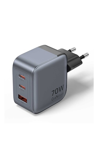 Vention Dash Fex 70w Gan 5.0 3 Çıkışlı 2xusb-c + 1xusb-a Hızlı Şarj Cihazı Macbook İphone Uyumlu
