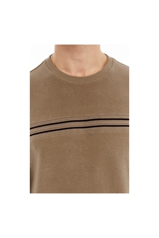 AR-MA Arma Erkek Regular Fit Selanik Kumaş Çizgi Baskılı Bisiklet Yaka Sweatshirt %65 Pamuk %35 Polyester K30124697702 Füme - Gri