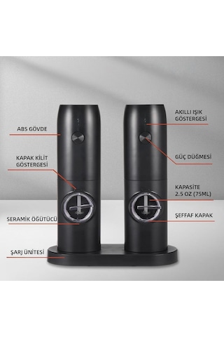 Mioji Sg2 600mah Şarj Üniteli Işıklı Tuz Karabiber Değirmeni Genel