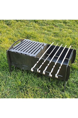 Portatif Çift Bölmeli Dayanıklı Ağır Ve Büyük Uzun Ömürlü Mangal Siyah