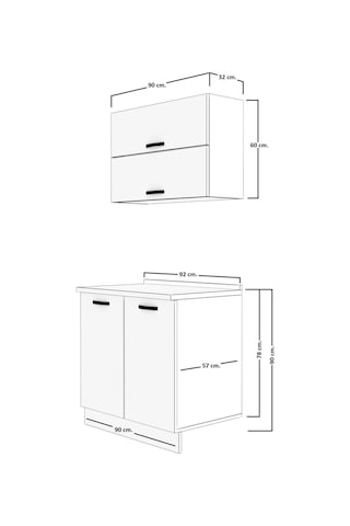 Decoraktiv Mini 90y Mdf Hazır Mutfak Dolabı - Tezgah Dahil - Parlak Beyaz