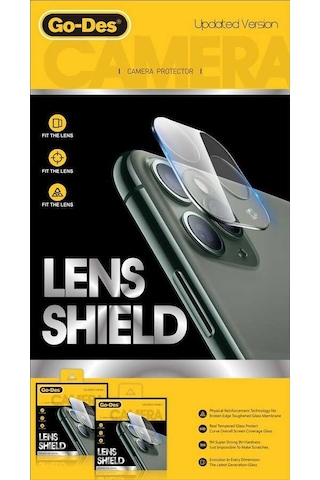 Go-Des Apple Uyumlu iPhone 11 Pro Max Go Des Lens Shield Kamera Lens Koruyucu ZORE-217529 Şeffaf