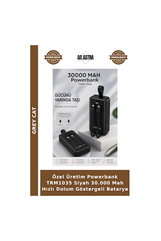 Özel Üretim Powerbank Trm1035 Siyah 30.000 Mah Hızlı Dolum Göstergeli Batarya Çok Renkli