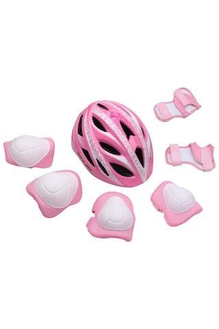 Suntek 7 Adet Çocuklar Paten Bisiklet Koruyucu Dişli Kask Pembe Pembe