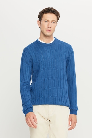 AC&Co / Altınyıldız Classics Erkek Havacı Mavi Standart Fit Normal Kesim Bisiklet Yaka Jakarlı Yünlü Triko 4A4923100209HVMXXL Mavi