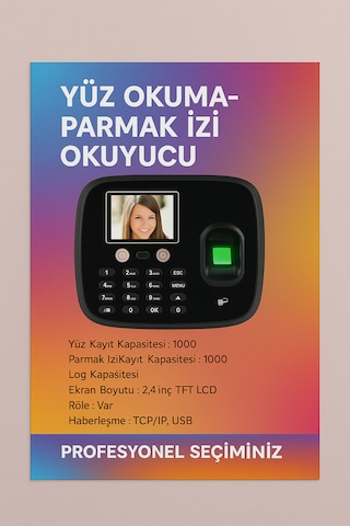 Kablosuz Wifi Kartlı -Yüz Okuma- Personel Giriş Çıkış Takip Ürünü -Maaş Puantaj Programı(10 Kart Dahil)