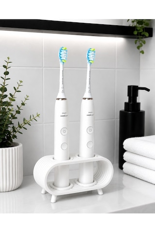Veriqo 3d 2 Li Elektrikli Diş Fırçası Standı Tezgah Üstü Banyo Organizeri Diş Fırçalık Beyaz