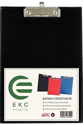A4 Kapaklı Sekreterlik Siyah, Bloknot Yazı Tablası, Clipboard