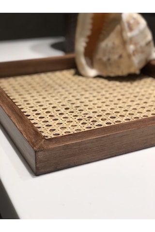 Rattan Hazeran Kare Tepsi Eskitme Model %100 Doğal Hazeran M027