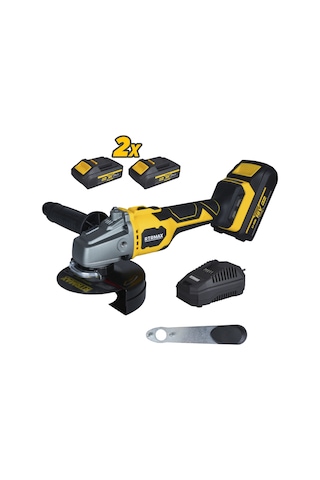 Rtrmax RTX3060 Şarjlı Avuç Taşlama Makinası Kömürsüz 125mm 2x4AhPlus Çift Akü Hızlı Şarj X-Lion