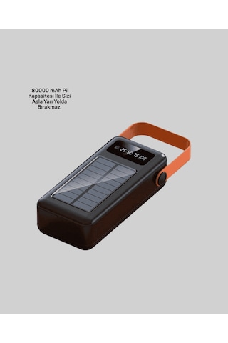 Powerbank Solar Fenerli Çoklu Kablolu 80000 Mah Taşınabilir Şarj Aleti Çok Renkli