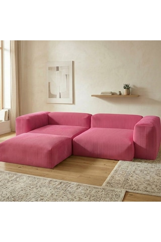Relax Köşe Koltuk Takımı Sünger Koltuk Kanepe Divan Fuşya