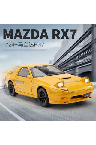 Ranyeek Mazda Rx7-fc 1:24 Orta Boy Model Araba - Sarı, Metal Kasa, Işıklı-sesli, Açılabilir Kapılar, Geri Çek Ve Sürüş Fonksiyonu Gümüş