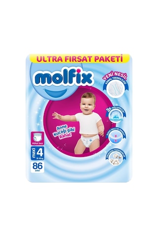 Molfix Külot Bebek Bezi 4 Beden Maxi 86'lı Ultra Fırsat Paketi